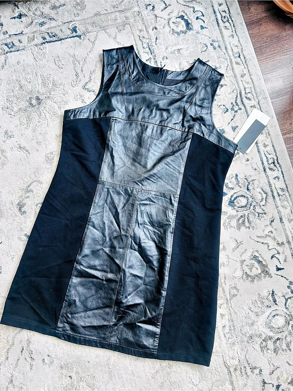 R&O Genuine Leather Mini Shift Dress